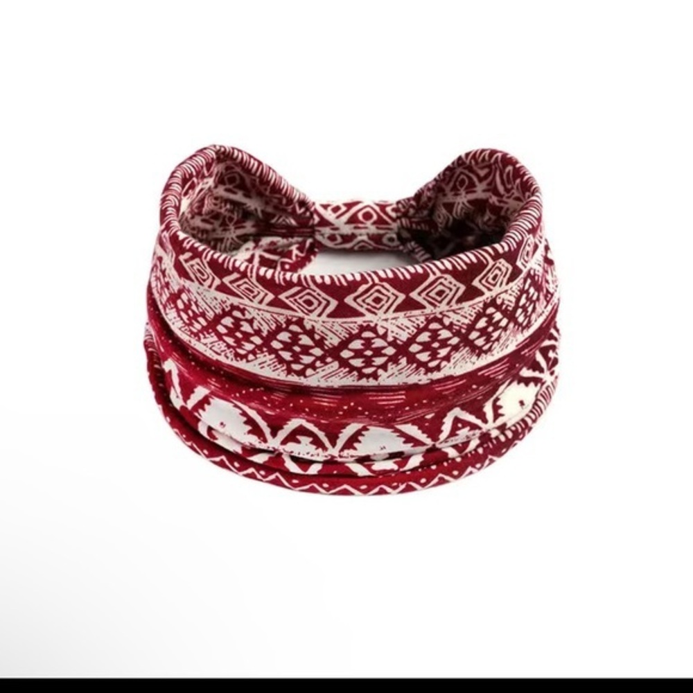 Stretchy Headband- Red & Cream NWT